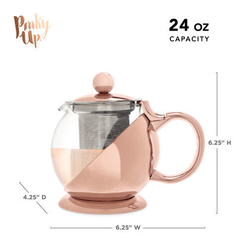 Glass & Rose Gold Wrapped Teapot w/ Infuser - 24oz