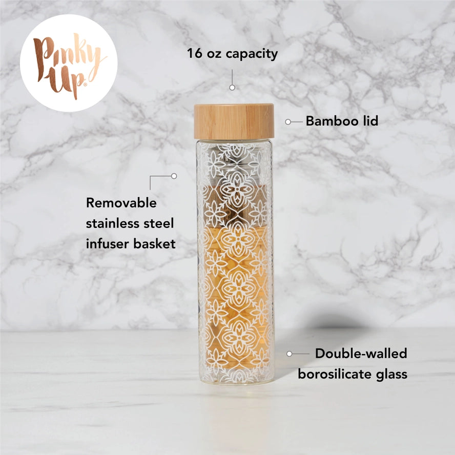 Insulated Glass Travel Mug w/ Tea Infuser - Marrakesh