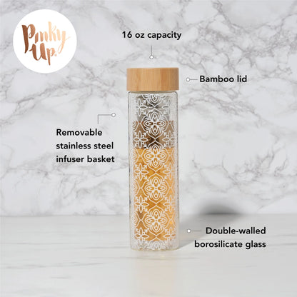 Insulated Glass Travel Mug w/ Tea Infuser - Marrakesh