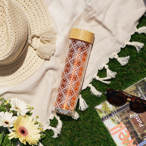 Insulated Glass Travel Mug w/ Tea Infuser - Marrakesh