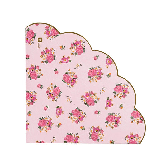 Scalloped Pink Floral Napkins - 20 Pack