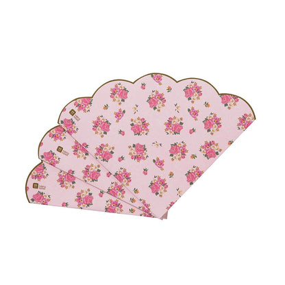 Scalloped Pink Floral Napkins - 20 Pack