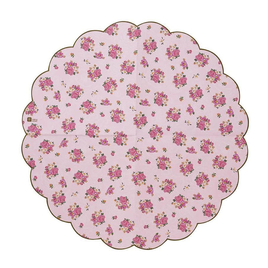 Scalloped Pink Floral Napkins - 20 Pack