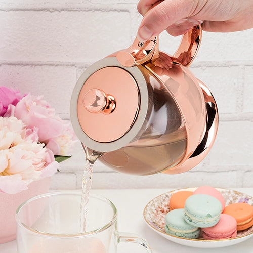 Glass & Rose Gold Wrapped Teapot w/ Infuser - 24oz