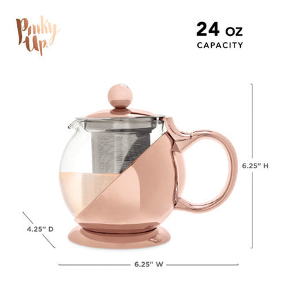Glass & Rose Gold Wrapped Teapot w/ Infuser - 24oz