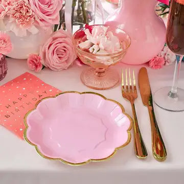 Rose Pink Party Plates - 12 Pack